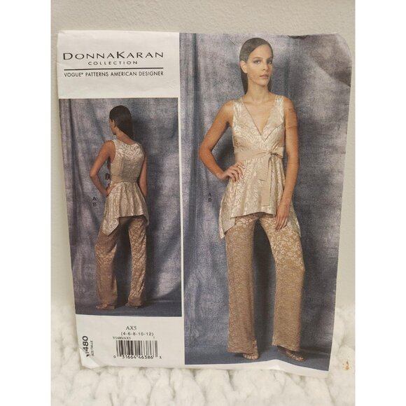 Vogue V1480 Donna Karan Collection Top & Pants | Sizes 4–12 | UNCUT - Picture 9 of 11